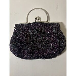 Elegant Beaded Evening Bag Designer Clutch Purses With Sequin Floral Design